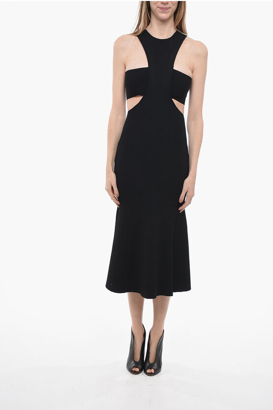 Shop Alexander Mcqueen Knitted Dress With Cut Out Detail