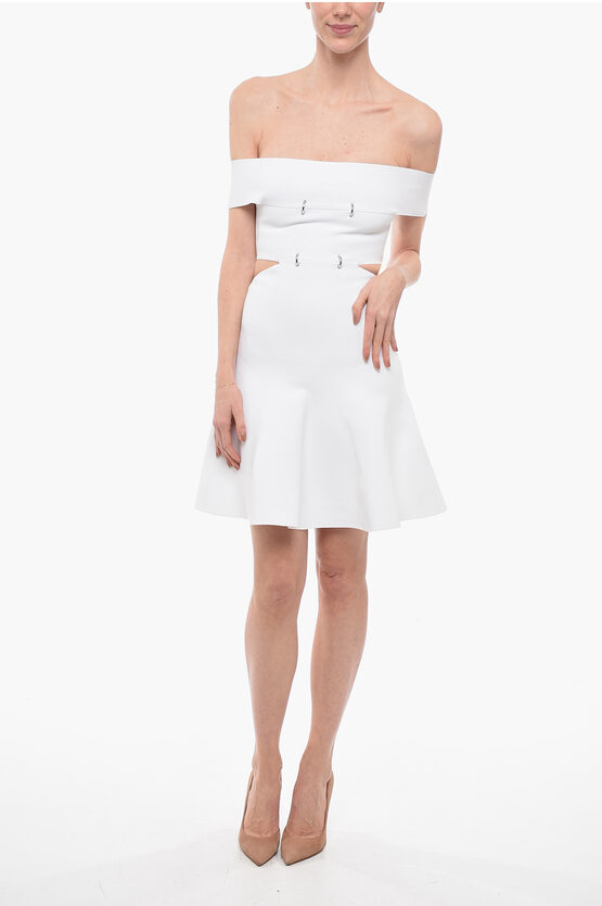 Alexander Mcqueen Knitted Dress With Studs In White