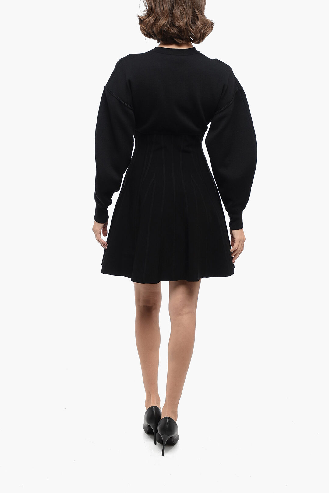 Alexander McQueen Knitted Flared Dress with Jersey Detail women