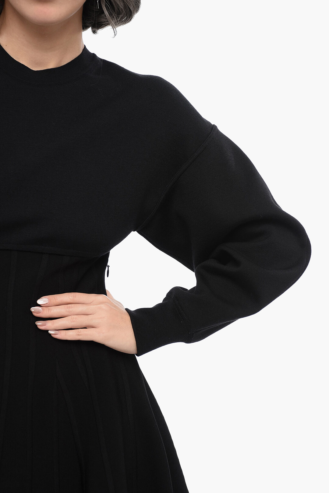 Alexander McQueen Knitted Flared Dress with Jersey Detail women