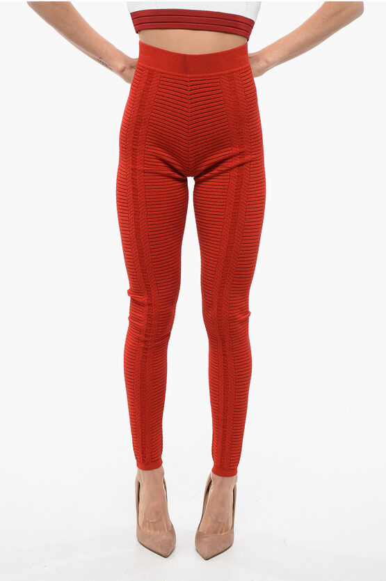 Balmain Knitted High-waisted Leggings With Zip