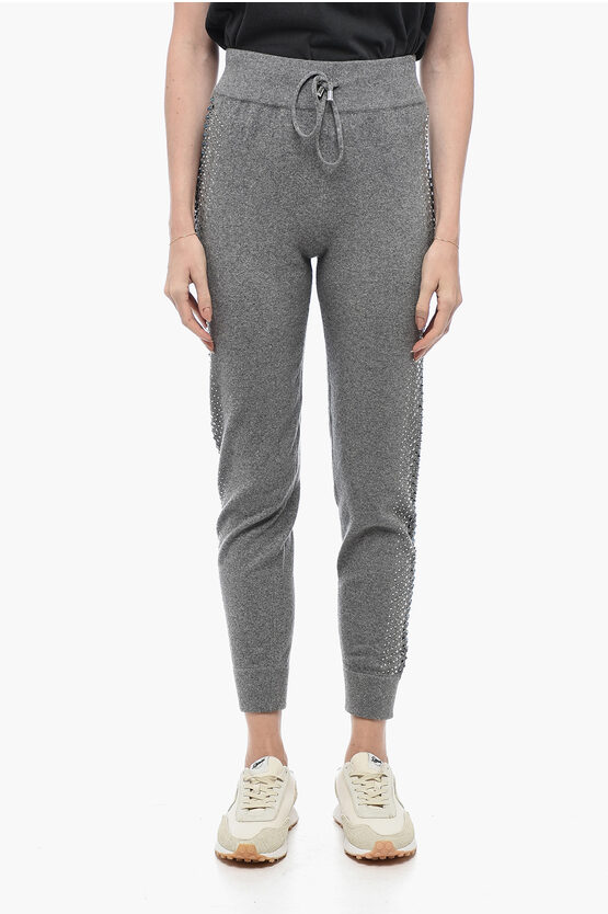 PHILIPP PLEIN KNITTED KELLY JOGGERS WITH RHINESTONED DETAIL