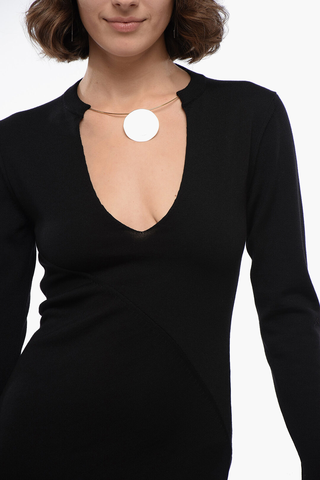 Jil Sander Knitted Maxi Dress with Necklace Detail women