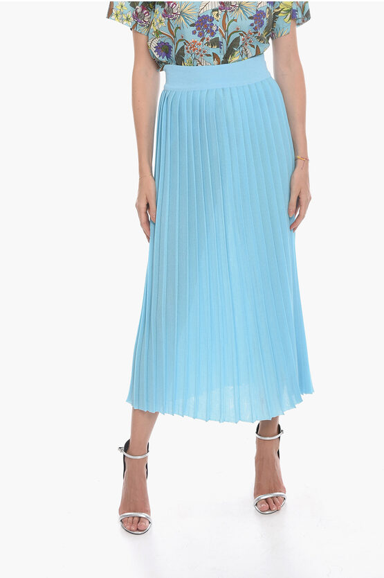 Altea Knitted Pleated Flared Skirt In Blue