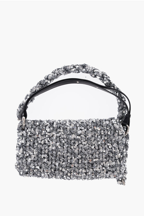 Knitted Shoulder Bag with Sequins