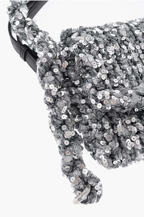 Knitted Shoulder Bag with Sequins