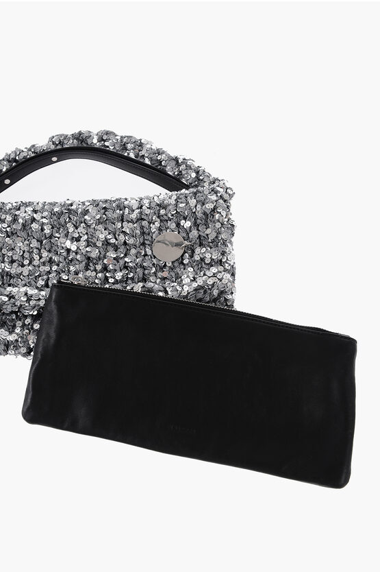 Knitted Shoulder Bag with Sequins
