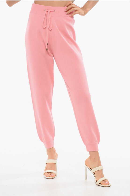Elisabetta Franchi Knitted Sweatpants With Cuffs In Pink