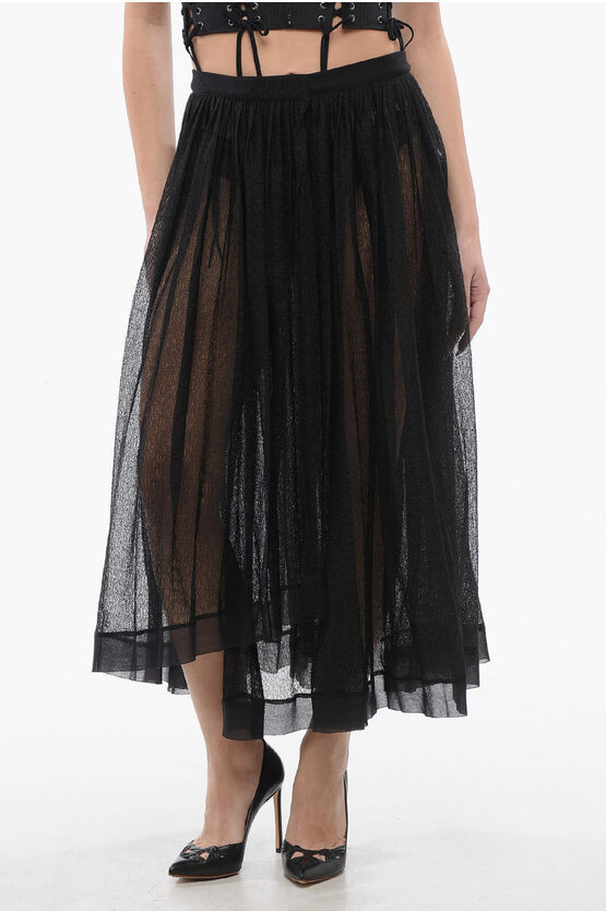 DIOR KNITTED TULLE ACCORDION MIDI SKIRT 