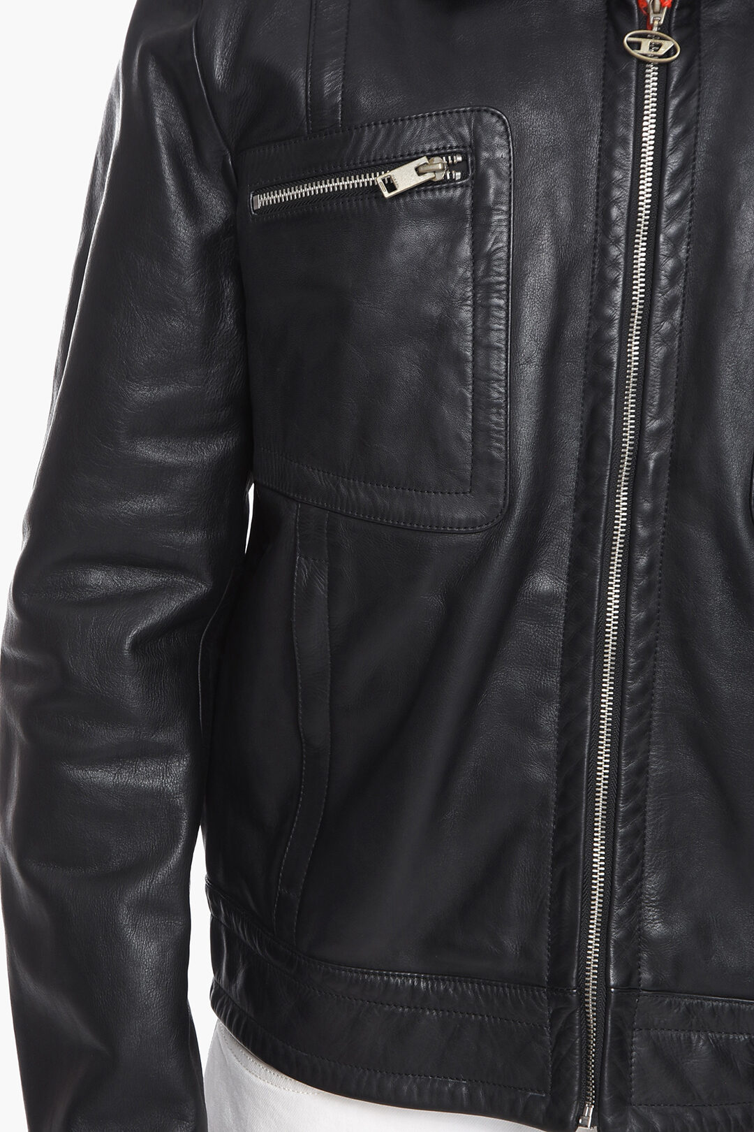 Diesel L-CALE Cowhide Leather Jacket with Zip Detail men - Glamood Outlet