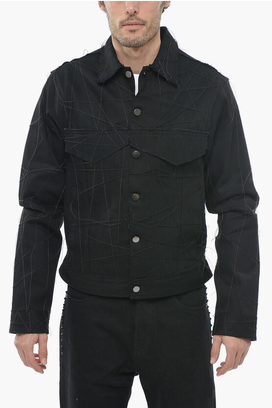 Airei Laca Hand Finished Denim Jacket With Flush Pockets In Black