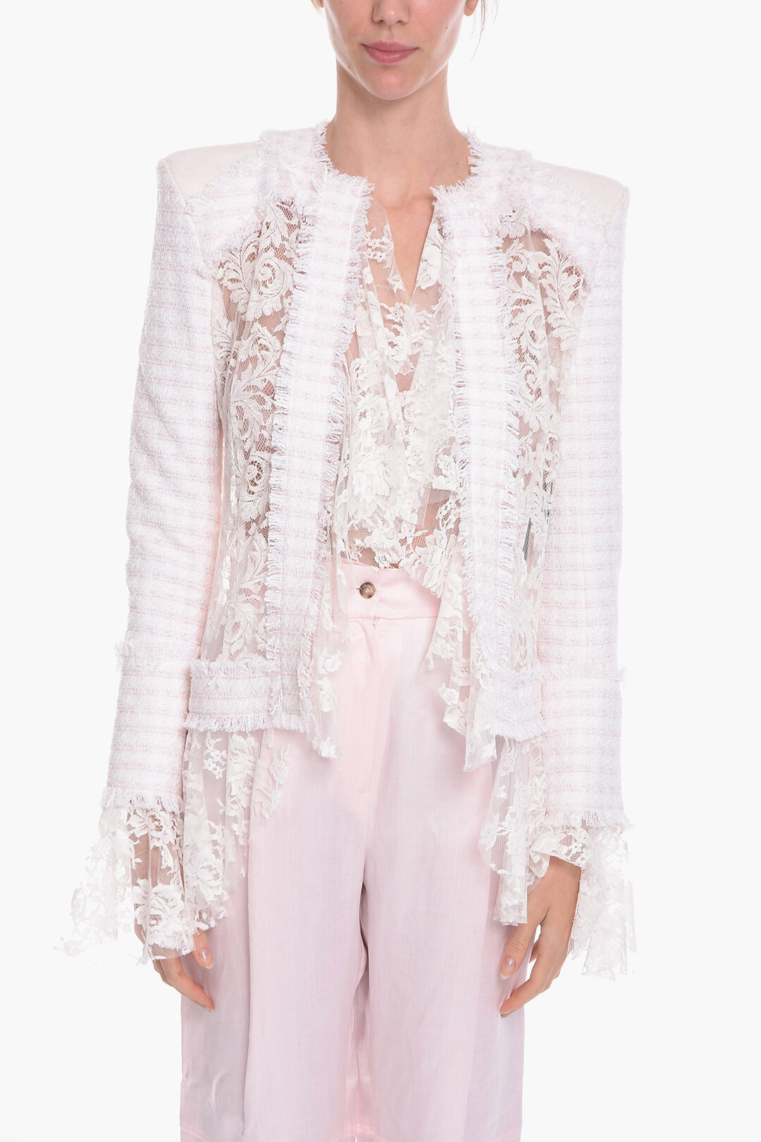 【関税＆送料込み】Balmain Lace Blazer Balmain Lace Fitted Jacket | Black | FARFETCH