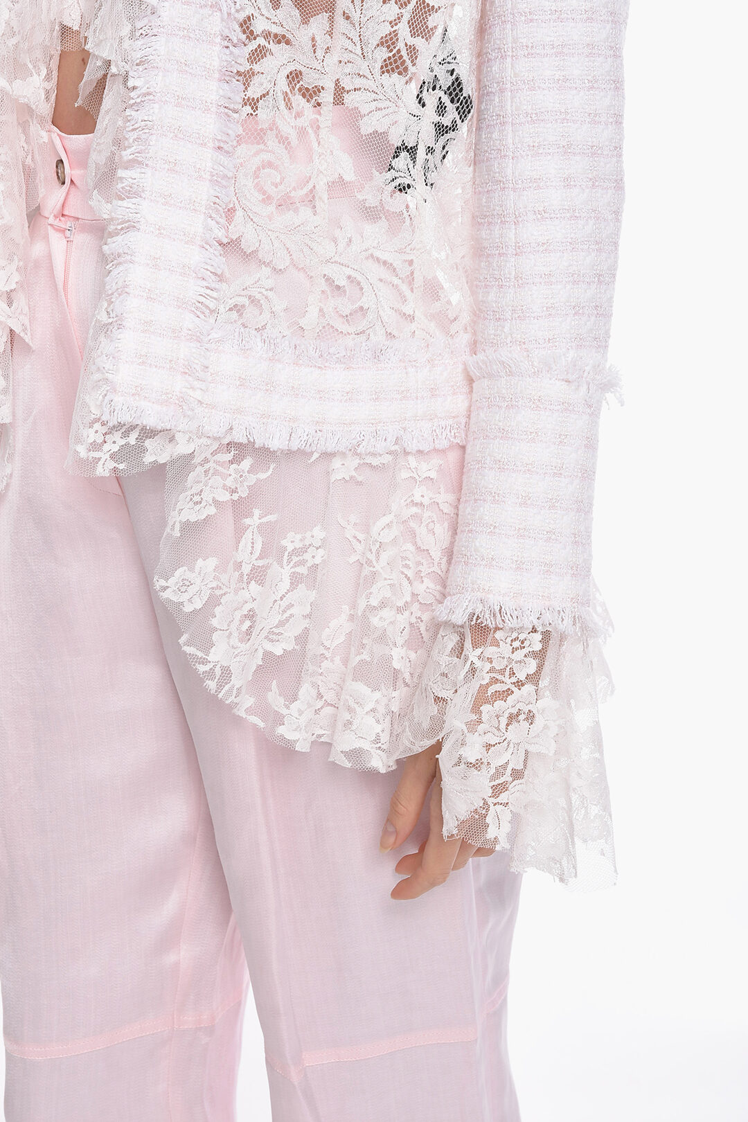 【関税＆送料込み】Balmain Lace Blazer Balmain Lace and Cotton Tweed Blazer with Padded Shoulders