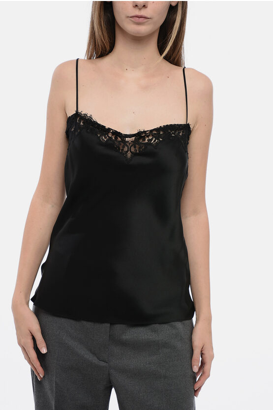 Shop Stella Mccartney Lace Detailing Satin Top