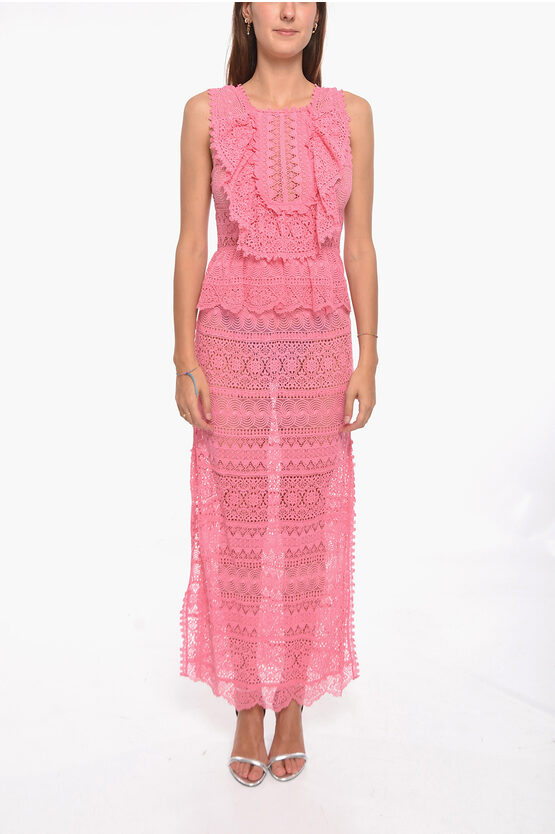 Ulla Johnson Lace Lilia Dress With Ruffled Detailing In Pink
