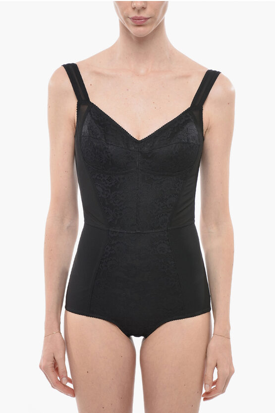 Shop Dolce & Gabbana Lace See Through Bodysuit With Sweetheart Neckline