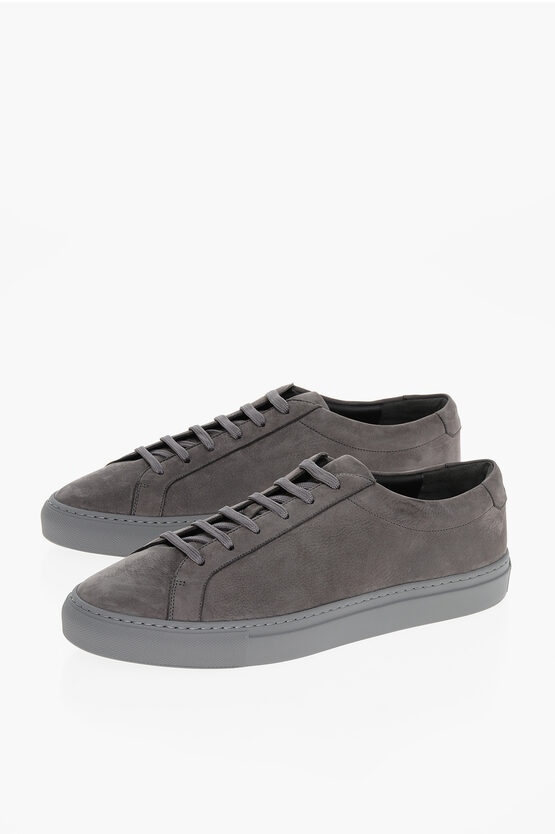 Moorer Lace-up Boldini Coated Suede Sneakers With Rubber Sole In Gray