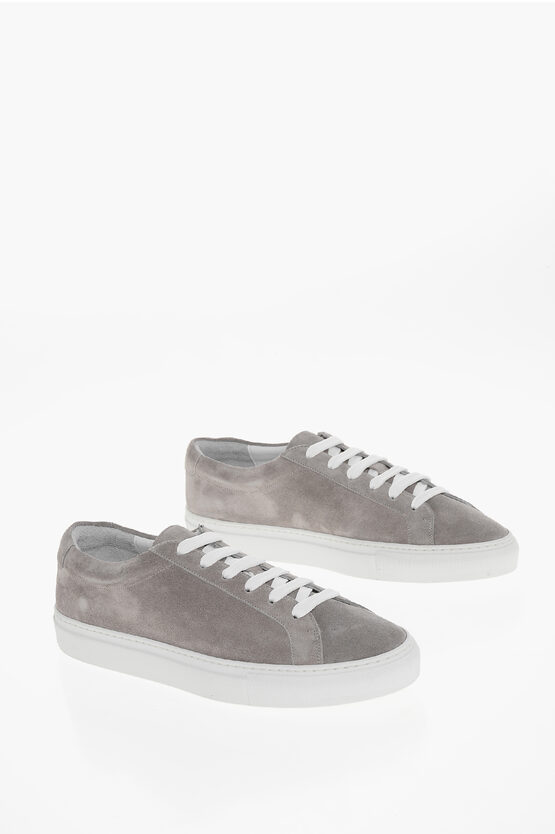 Moorer Lace-up Boldini Suede Sneakers With Rubber Sole In Gray