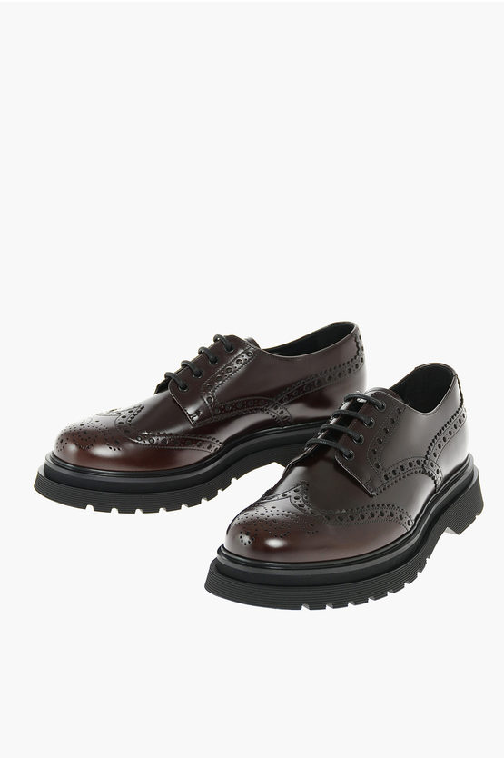 Prada Lace Up Brogue Brushed Leather Derby Shoes men Glamood Outlet