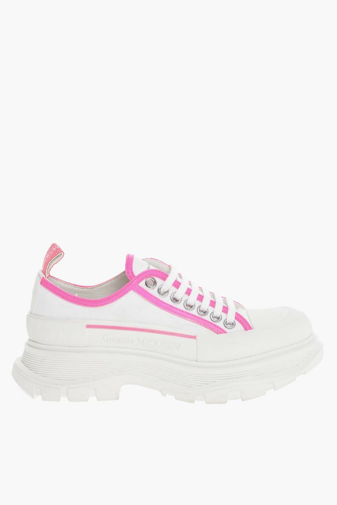 lace up canvas sneakers with neon details 1416436 zoom