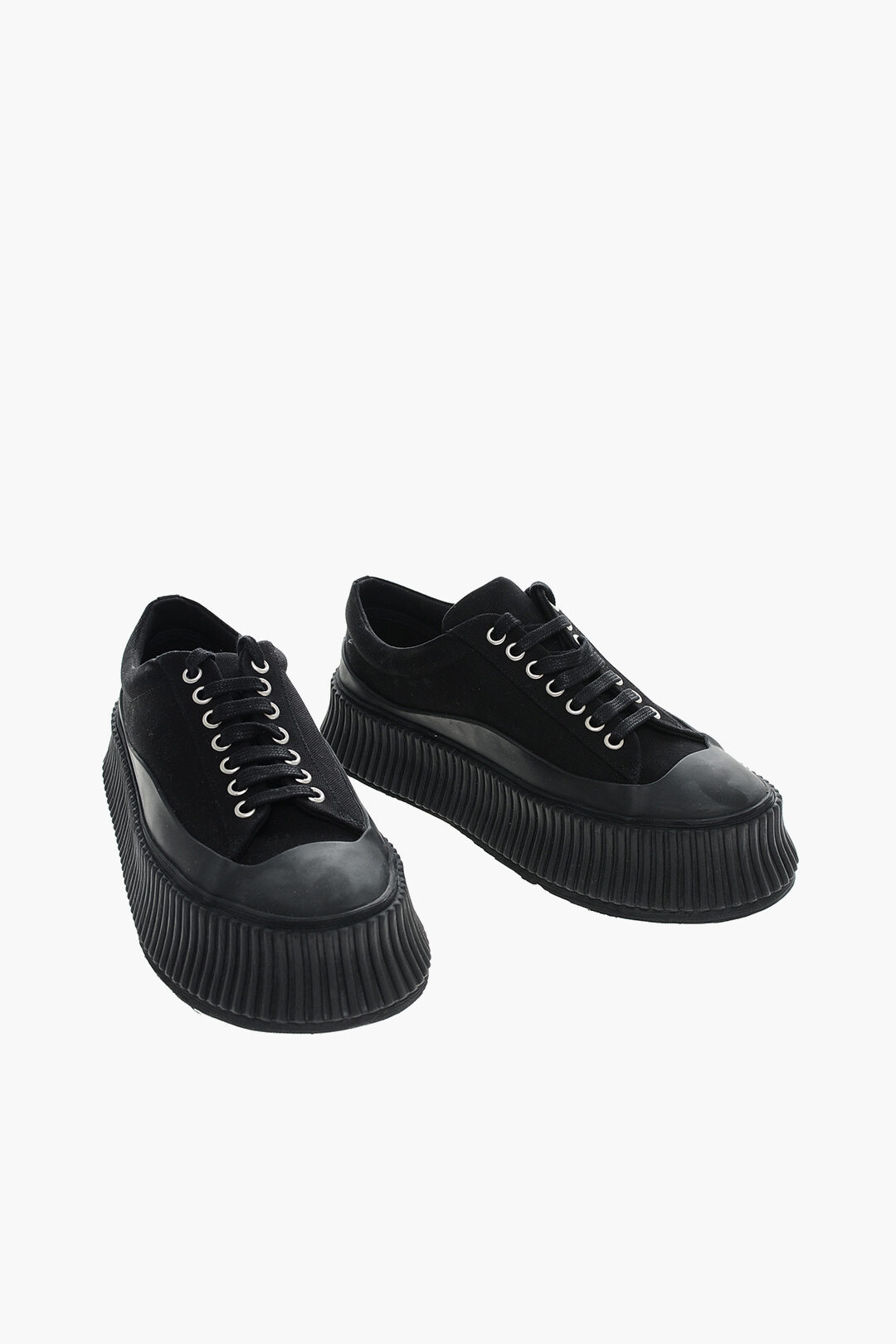 Jil Sander Lace-up Canvas Sneakers with Platform Sole women - Glamood ...