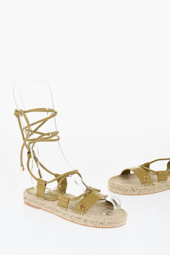 Shop Off-white Lace-up Espadrillas Leather Sandals