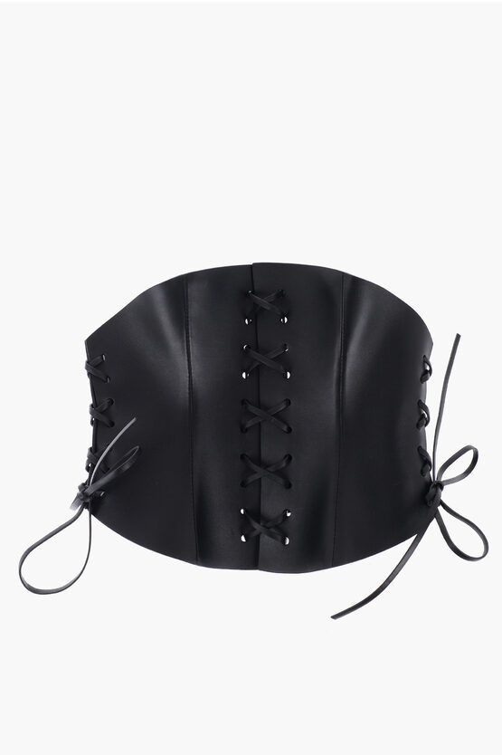 Shop Dior Lace-up Leather Corset Belt With Double Golden Buckle 260mm