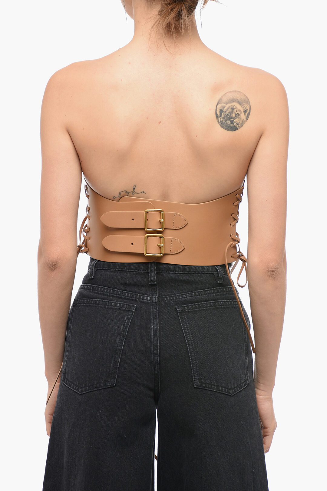 Dior Lace-up Leather Corset Belt with Double Golden Buckle
