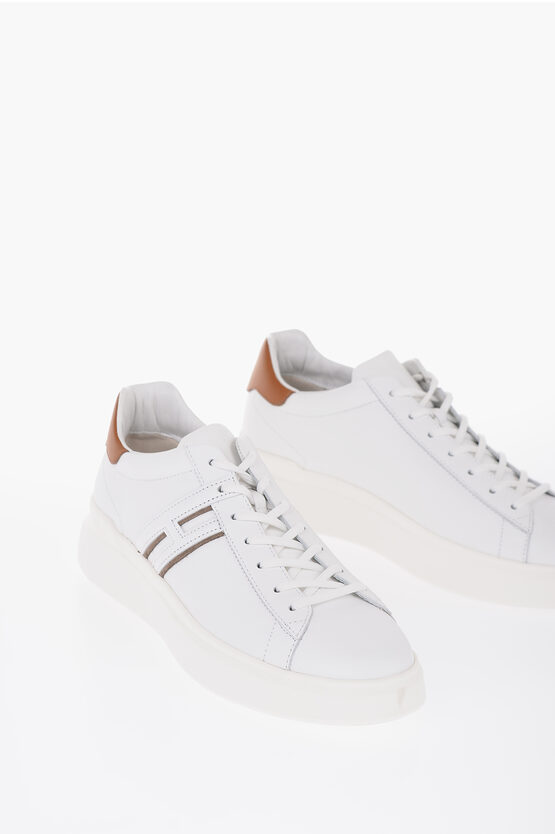 Shop Hogan Lace-up Leather Low-top Sneakers