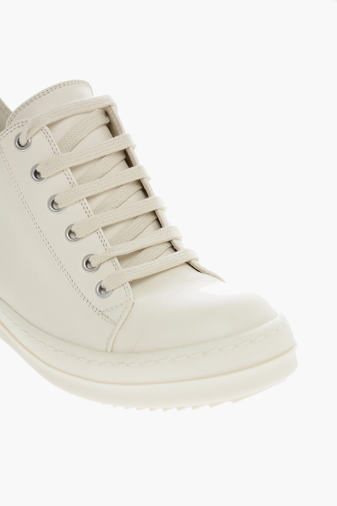 Rick Owens Laceup Leather Sneakers with Rubber Sole women Glamood Outlet