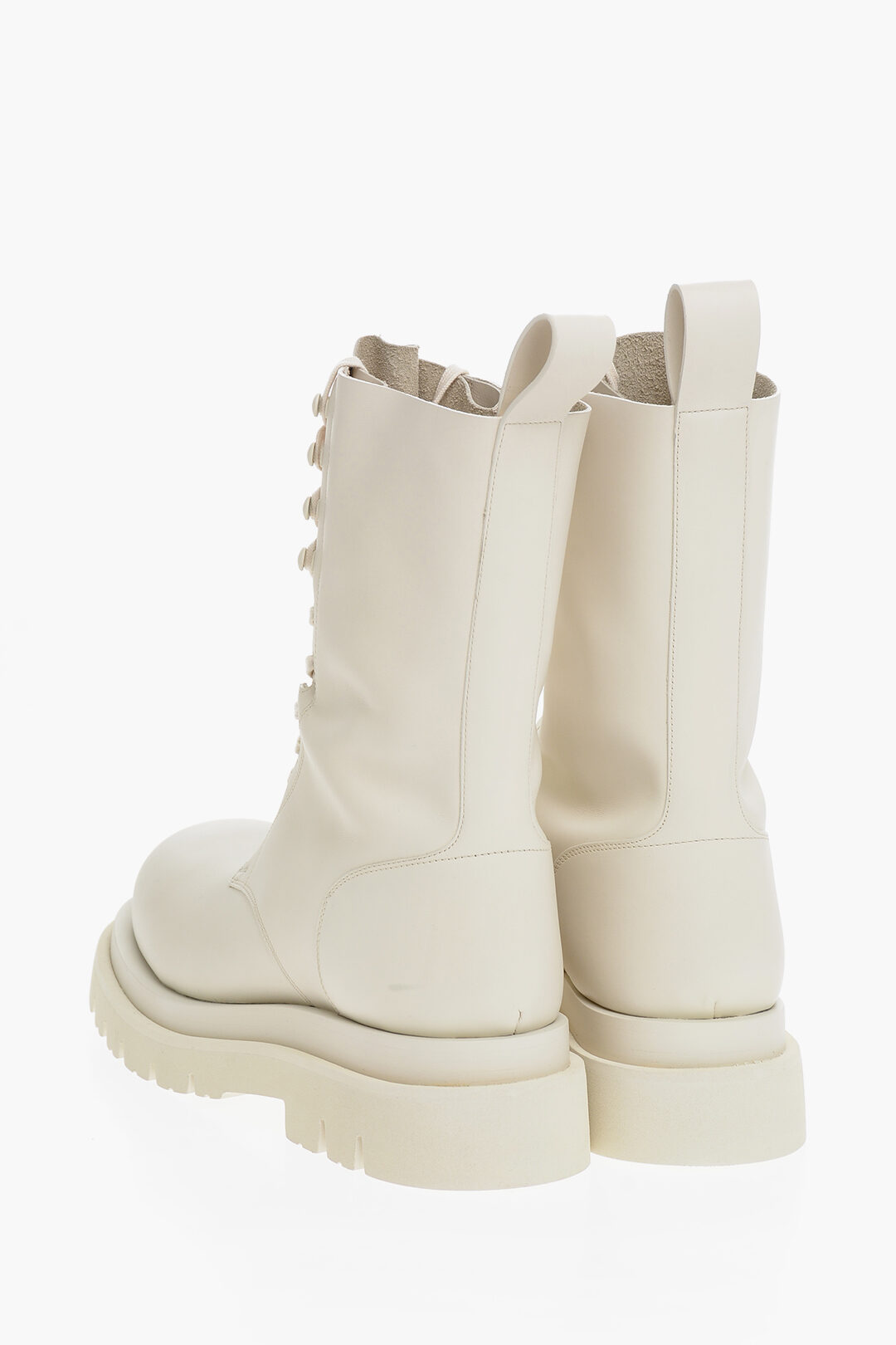 Bottega Veneta Lace-up LUG Leather Combat Boots with Carrion