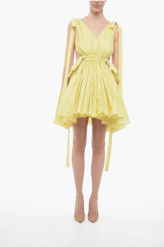 Alexander Mcqueen Lace Up Mini Dress In Yellow