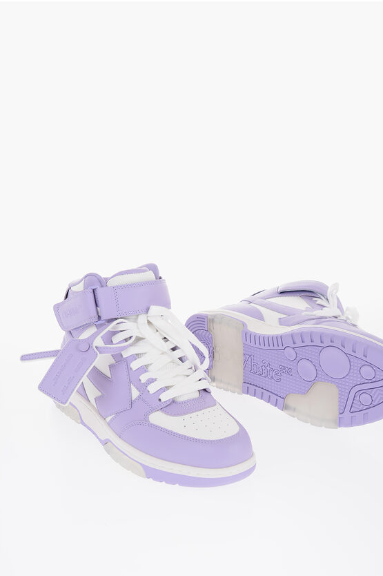 Shop Off-white Lace-up Out Of Office Leather Sneakers With Velcro Closure