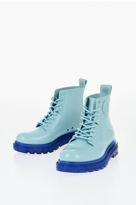 Viktor & Rolf Lace-up Rubber Combat Booties With Carrion Sole