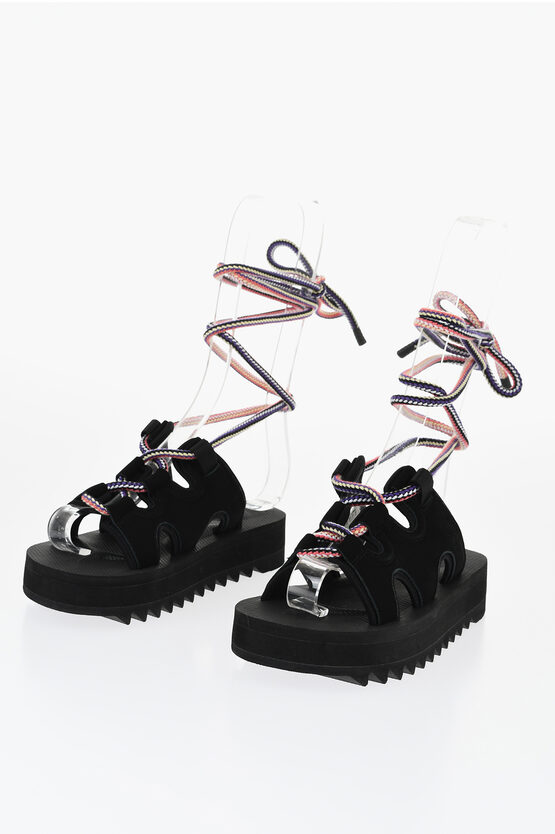 Suicoke Lace-up Suede Ray-ab Sandals In Multi