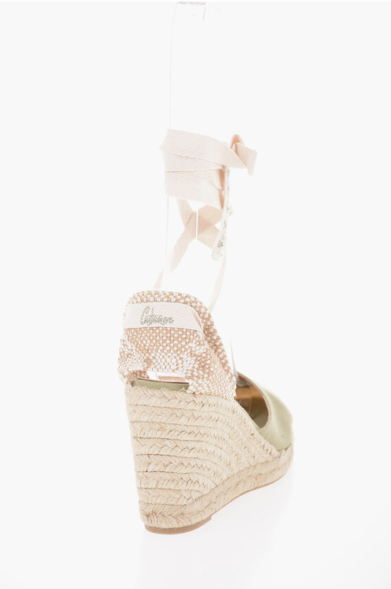 Castaã±er Lace-up Two-tone Carina Espadrillas With Wedge 9,5cm In Green