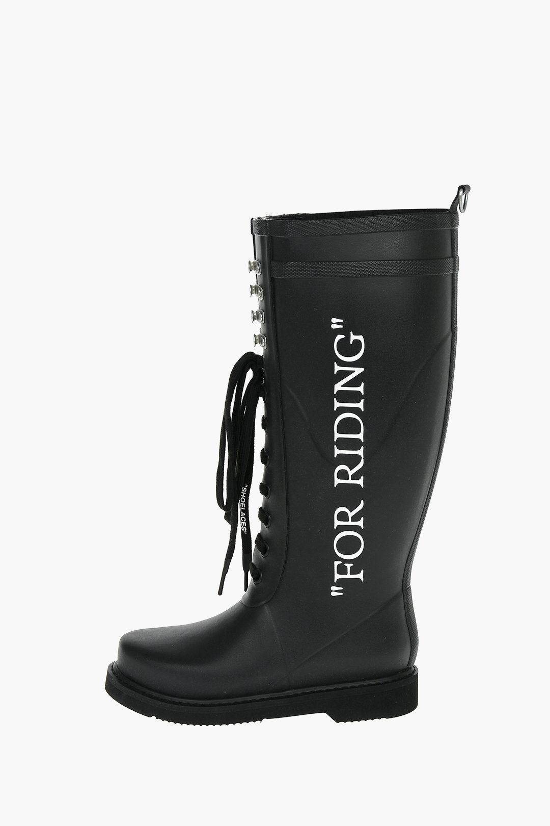 Off-White Lace-up WELLINGTON Knee-high Boots with FOR RIDING Print ...