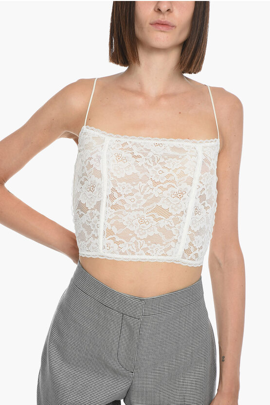 Oseree Laced O-lover Bustier Top In White