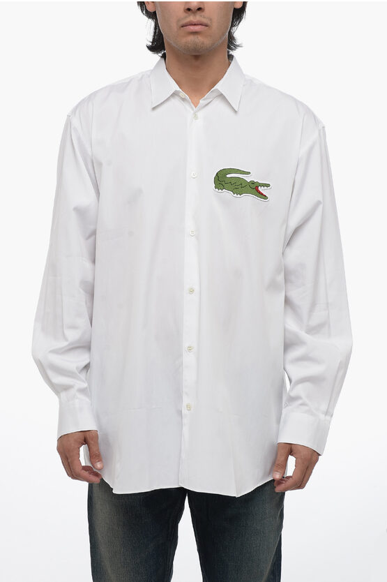 Shop Comme Des Garçons Lacoste X Cdg Cotton Shirt With Embroidered Patch