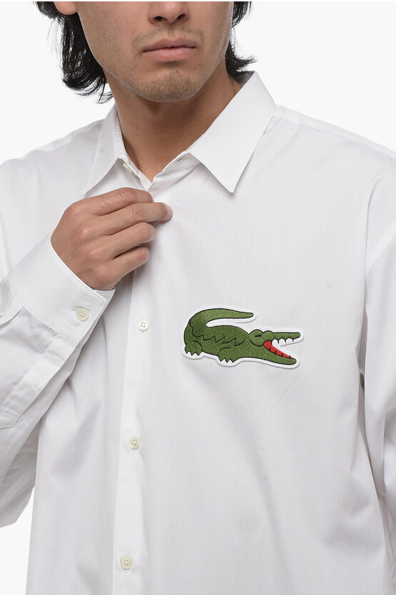 COMME des GARCONS&LACOSTE ポロシャツ Comme Des Garçons Shirt x Lacoste アシンメトリー ポロシャツ