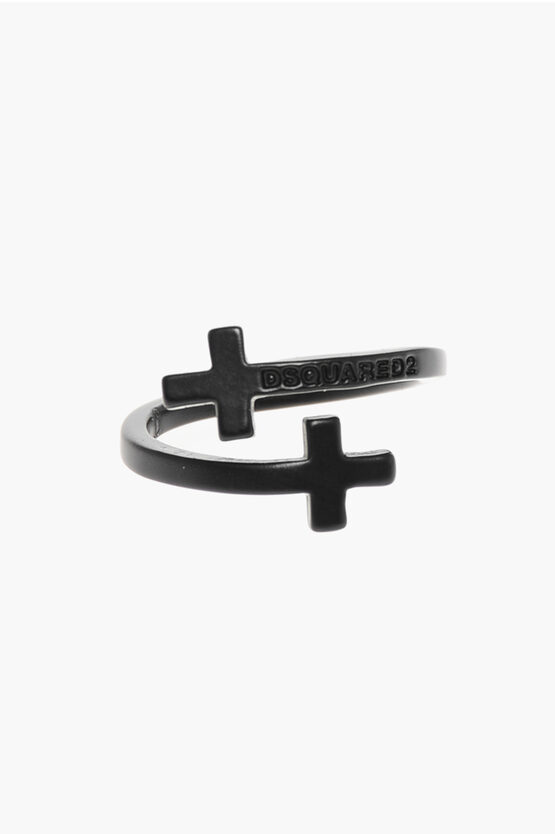 DSQUARED2 LACQUERED METAL RING WITH CROSS-SHAPED ENDS