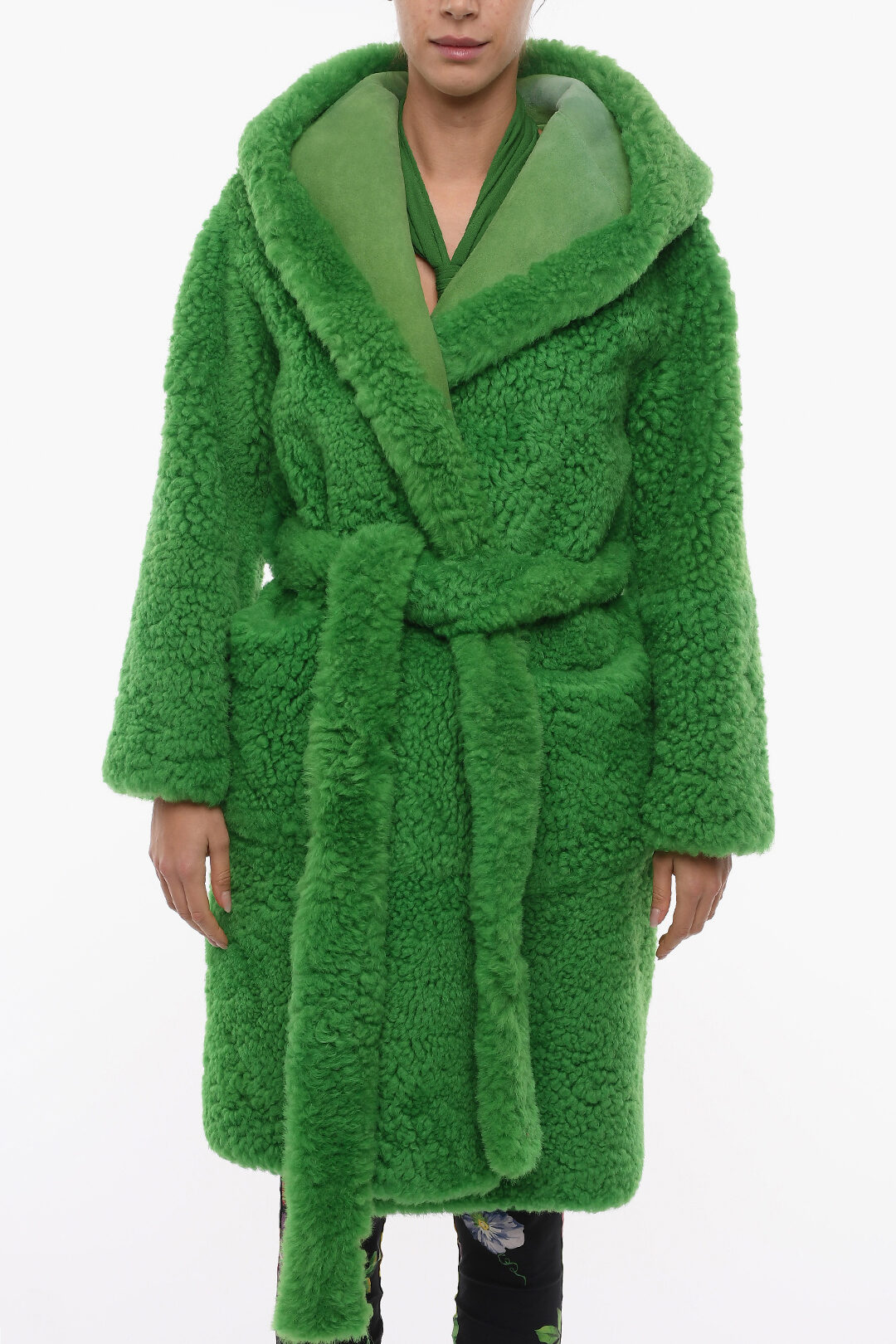 Bottega Veneta Lamb Fur Wrap Coat with Hood women - Glamood Outlet