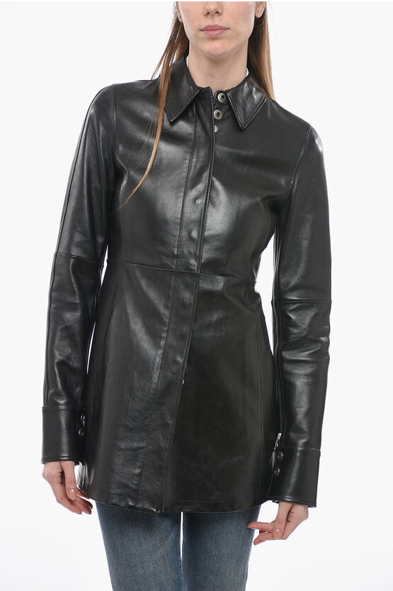 Shop Sportmax Lambskin Addi Jacket With Zip And Snap Buttons