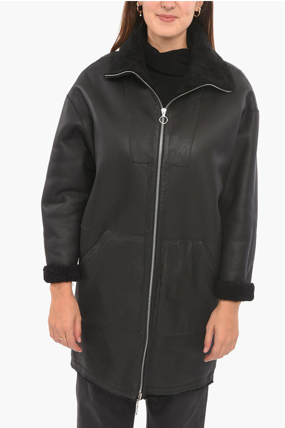 Woolrich Lambskin Reversible Monterey Jacket In Black