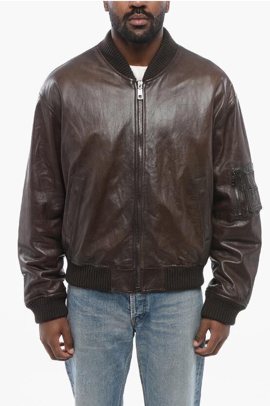 Dolce & Gabbana Lambskin Zip-up Bomber Jacket