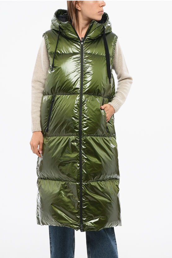 Herno Laminar Sleeveless Dwon Jacket With Hood In Green