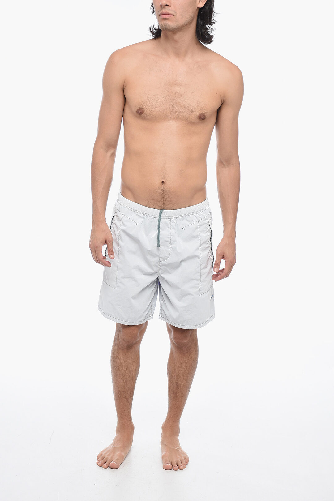 Boxer swimsuit with logo allover