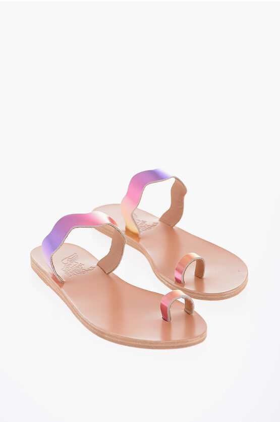 Ancient Greek Sandals Laminated Effect Leather Thasos Thong Sandals In Multi