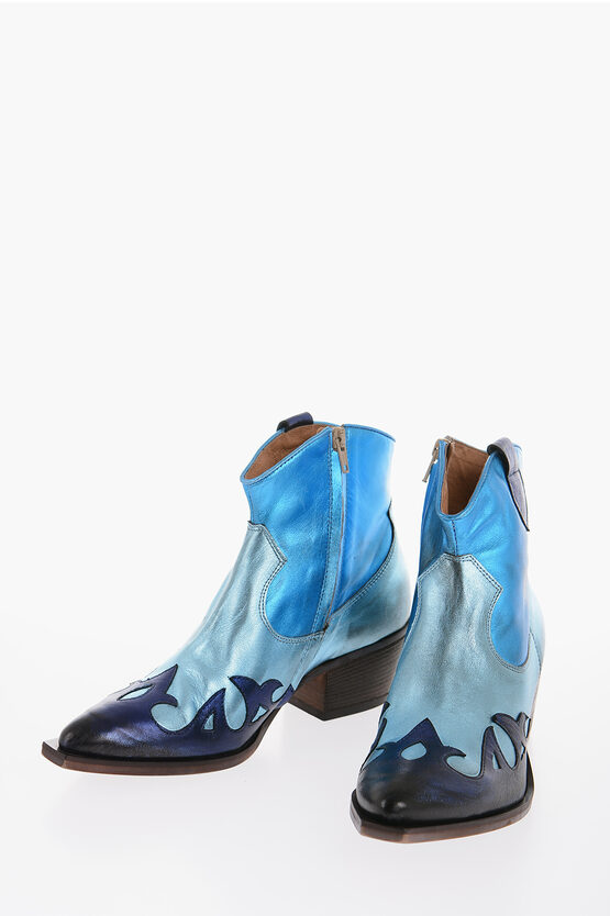 Je T'aime Laminated Leather Elvira Western Boots 6,5cm In Blue