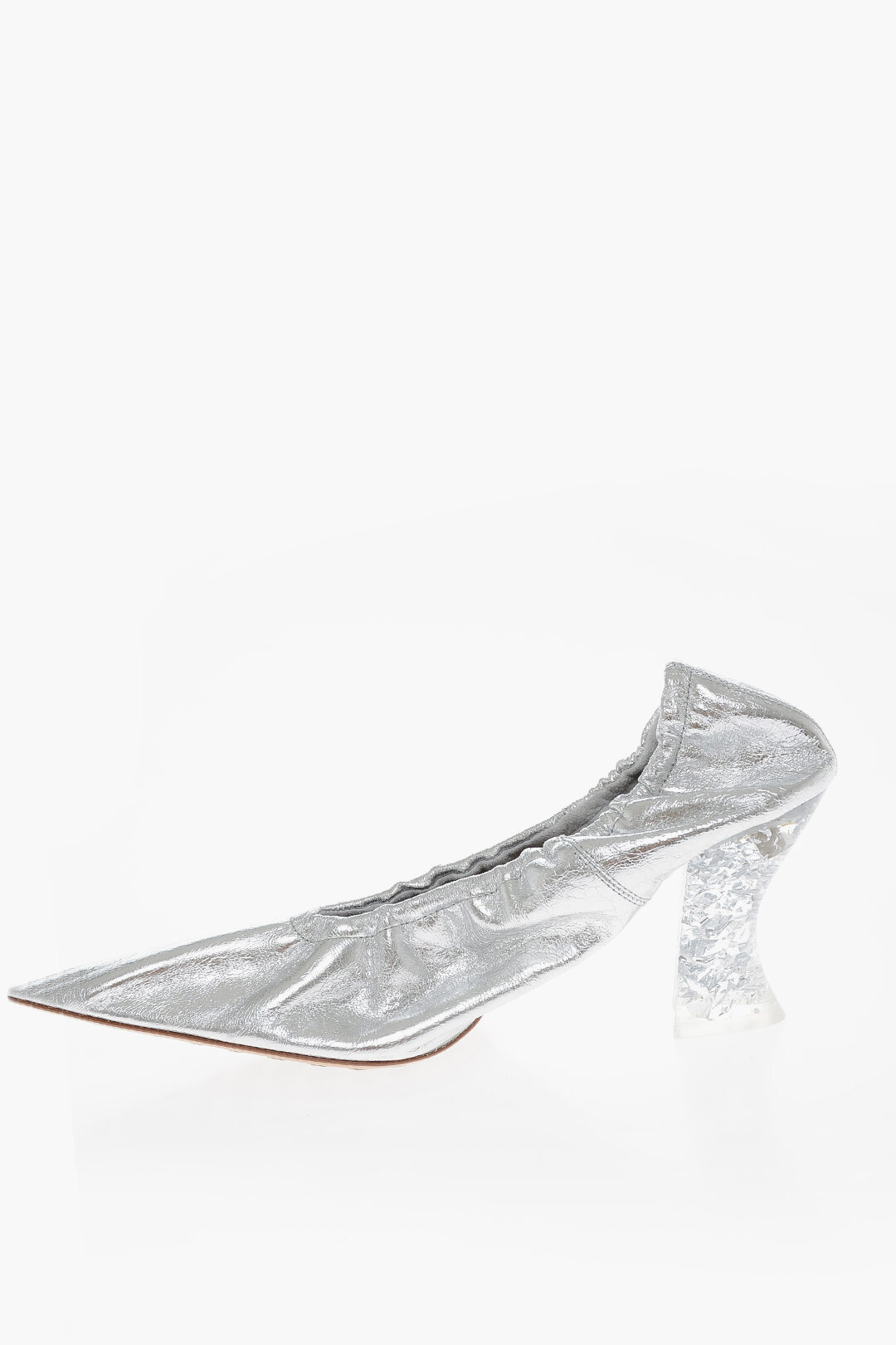 Bottega Veneta Lamè Leather ALMOND Pumps with Plexiglass